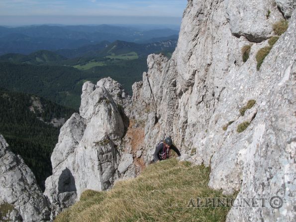 Gamsgartlgrat 4+ / Schneeberg  / IMG_7020 - Einer der schönsten Anstiege auf den Schneeberg. So lautet der O-Ton in den meisten Führer und recht haben sie. Eine einzigartige Kletterei - je nach Variante - bis im 5. Grad in einem einzigartigen Ambiente und mein absoluter Favorit. Manchmal könnte man vergessen auf dem Schneeberg zu sein. Vor allem im Winter sollte die Tour auch auf grund ihrer Länge (450 Hm) nicht unterschätzt werden. Die Tour ist für den Schwierigkeitsgrad sehr gut aber alpin gesichert, für den Standbau benötigt man manchmal Bandschlingen <br /><br /><em><span style="text-decoration: underline;"><strong>Zustieg:</strong></span></em> <br /><br />Am besten vom Schneebergdörfel über den Schneidergraben und Grafensteig Richtung Edelweisshütte bis zur Krummen Ries. Dann links halten über das Schrofenfeld zum untersten Ausläufer und Einstieg des Grates (ca. 600 Hm).<br /><br /><span style="text-decoration: underline;"><em><strong>Abstieg:</strong></em></span> <br /><br />Am Ende der Tour leicht rechts haltend in die Krumme Ries absteigen und recht flott über diese abfahren zurück zum Grafensteig oder rechtshaltend noch ca. 100Hm bis zum Einstieg des Novermbergrates und diesen absteigen.<br /><br /><span style="text-decoration: underline;"><em><strong>Literatur:</strong></em></span><br /><br /><a title="Thomas Behm" href="http://www.thomasbehm.at/hoellenthal.htm" target="_blank">KLETTERFÜHRER HÖLLENTHAL-RAX-SCHNEEBERG</a> von Thomas Behm<br /><a title="Bergsteigen.at" href="http://www.bergsteigen.at/de/touren.aspx?ID=302" target="_blank">Bergsteigen.at</a><br />