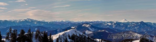 Unterberg / Gutensteiner Alpen 650m / Pano_arc - Kurze Tour auf den Unterberg über die Myralucke auf den kläglichen Resten der letzten Schneefälle an einem wunderschönen Jänner Morgen.