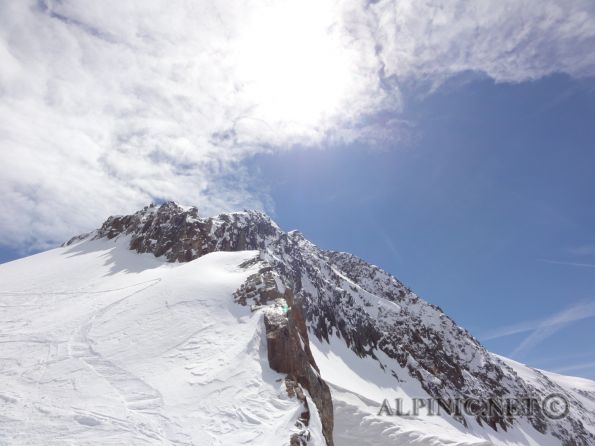 Zuckerhütl / Stubai / Tirol 900m / DSC04913 - Der höchste Punkt der Stubaier Alpen. Von der Gletscherbahn aus gegangen eine relativ kurze Tour ca. 900Hm, mit einem spektakulären Panorama. Die letzen 30Hm sind im 40° Eis/Firn und Fels II zurück zu legen. Bei starkem Andrang (und den gibt es offensichtlich immer) nicht zu empfehlen (3507Hm).